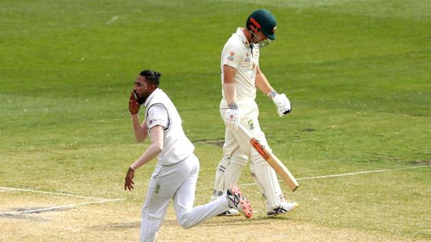 India's Mohammed Siraj celebrates a dismissal during the second test match of the series between India and Australia at Melbourne Cricket Ground in Melbourne.(ANI)