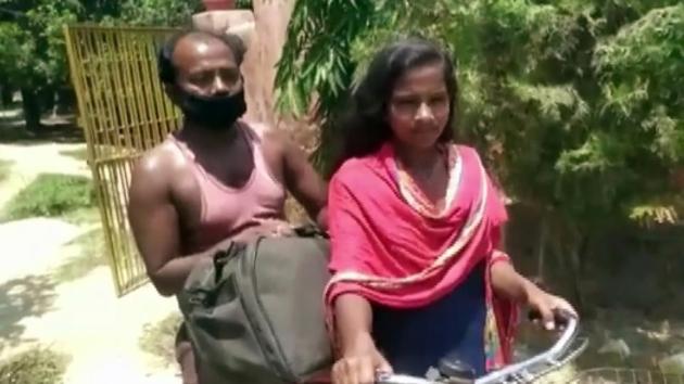 A girl named Jyoti Kumari carrying her injured father cycled around 1200 km from Gurugram to Bihar's Darbhanga native place amid coronavirus lockdown.(ANI)