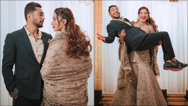 Gauahar Khan turns Zaid Darbar’s uber-perfect bride in shining attire on waleema(Instagram/gauaharkhan) Gauahar Khan turns Zaid Darbar’s uber-perfect bride in shining attire on waleema(Instagram/gauaharkhan)