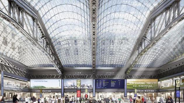 Artist rendering of the concourse inside the Moynihan Train Hall. (Bloomberg) Artist rendering of the concourse inside the Moynihan Train Hall. (Bloomberg)
