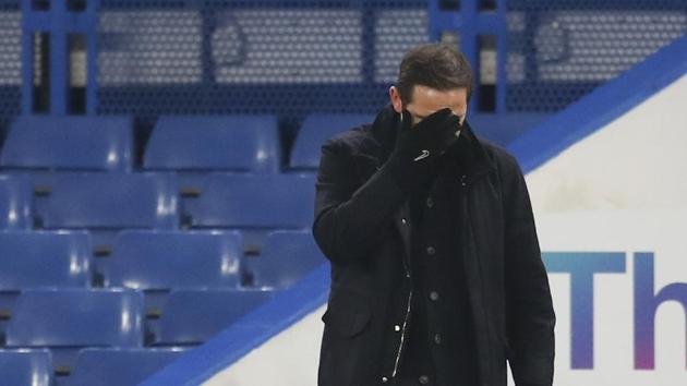 Chelsea's head coach Frank Lampard covers his face during the English Premier League soccer match between Chelsea and Aston Villa in London, England, Monday, Dec. 28, 2020. (AP) Chelsea's head coach Frank Lampard covers his face during the English Premier League soccer match between Chelsea and Aston Villa in London, England, Monday, Dec. 28, 2020. (AP)
