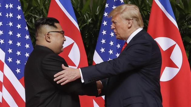 President Donald Trump, right, shakes hands with North Korea leader Kim Jong Un at the Capella resort on Sentosa Island in Singapore.(AP file photo) President Donald Trump, right, shakes hands with North Korea leader Kim Jong Un at the Capella resort on Sentosa Island in Singapore.(AP file photo)