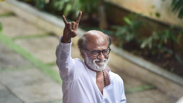 Actor-turned-politician Rajinikanth gestures during a press conference in Chennai. (PTI) Actor-turned-politician Rajinikanth gestures during a press conference in Chennai. (PTI)