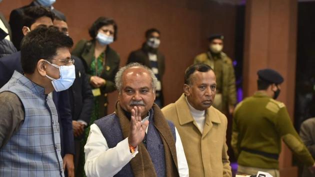 Discussion was positive, Union agriculture minister Narendra Singh Tomar said after sixth round of talks on Wednesday. (Photo: Hindustan Times/Sanjeev Verma) Discussion was positive, Union agriculture minister Narendra Singh Tomar said after sixth round of talks on Wednesday. (Photo: Hindustan Times/Sanjeev Verma)