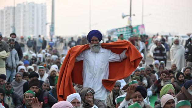 Farmers congregate during the ongoing protest against the new farm laws, at Ghazipur (Delhi-UP border), near New Delhi, India on December 30, 2020. (Photo by Sanchit Khanna /Hindustan Times)