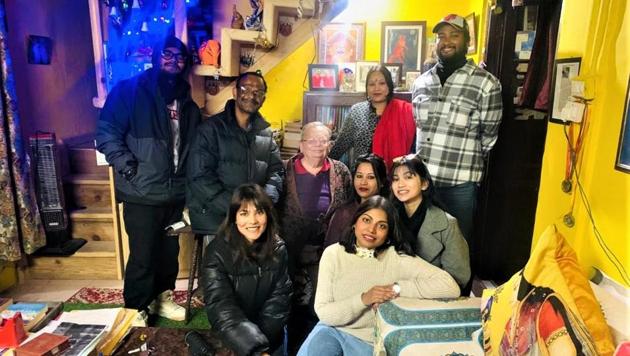 Ruskin Bond with his family in Mussoorie. (HT PHOTO) Ruskin Bond with his family in Mussoorie. (HT PHOTO)