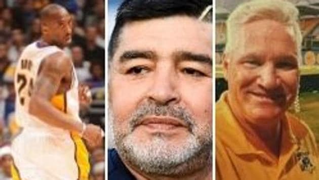 Photos of Kobe Bryant (L), Diego Maradona (Centre) and Dean Jones (R)(HT Collage)