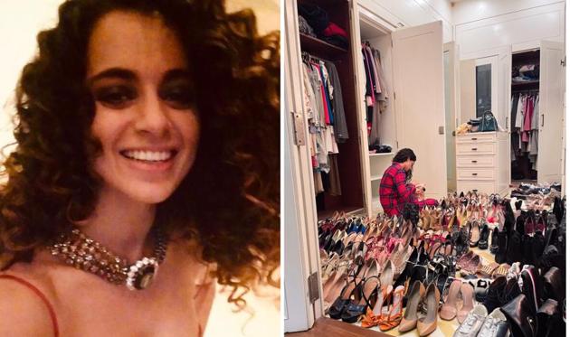 Kangana Ranaut shared a glimpse of her wardrobe and shoe collection.
