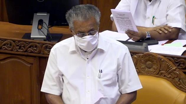 Kerala Chief Minister Pinarayi Vijayan moves resolution against Centre's farm laws in the special session of State Assembly, in Thiruvananthapuram.(ANI)