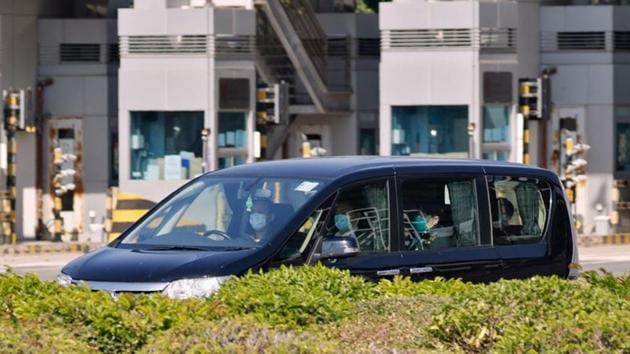 One of the 12 Hong Kong activists detained in mainland China over an illegal border crossing is seen in a vehicle after a transfer conducted at the China-Hong Kong border of Shenzhen Bay Port , in Hong Kong, China. (Reuters) One of the 12 Hong Kong activists detained in mainland China over an illegal border crossing is seen in a vehicle after a transfer conducted at the China-Hong Kong border of Shenzhen Bay Port , in Hong Kong, China. (Reuters)