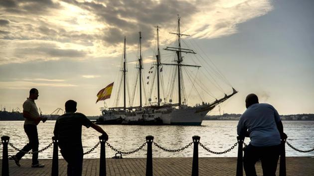 The Juan Sebastian de Elcano training ship for the Royal Spanish Navy in Havana Bay, Cuba. (File photo / AP) The Juan Sebastian de Elcano training ship for the Royal Spanish Navy in Havana Bay, Cuba. (File photo / AP)