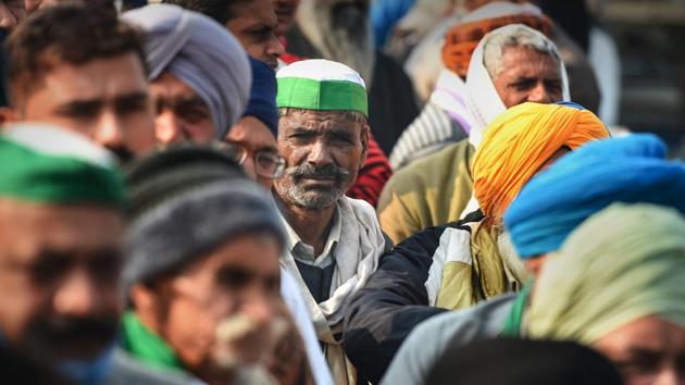 Farmers during their protest against the new farm laws, at Ghazipur Delhi-UP border in Ghaziabad, Thursday, Dec 31, 2020.(PTI)