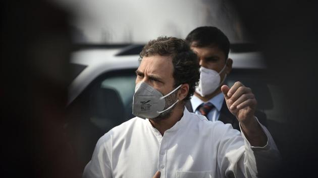 Taking a veiled dig at the Centre for not repealing the three farm laws, Congress leader Rahul Gandhi said in this New Year’s message on Friday his heart was with the farmers (Sanjeev Verma/HT PHOTO) Taking a veiled dig at the Centre for not repealing the three farm laws, Congress leader Rahul Gandhi said in this New Year’s message on Friday his heart was with the farmers (Sanjeev Verma/HT PHOTO)