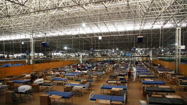 Beds are seen at Sardar Patel Covid Care Center and Hospital, in New Delhi. (ANI) Beds are seen at Sardar Patel Covid Care Center and Hospital, in New Delhi. (ANI)