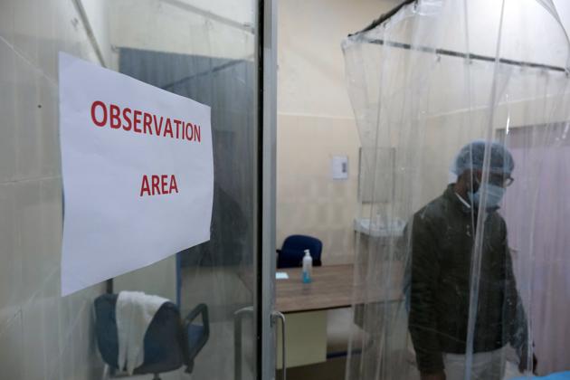 A sign for the observation area at a vaccination centre set up at a South Delhi Municipal Corporation maternity home ahead of the nationwide dry run on January 2. (Bloomberg) A sign for the observation area at a vaccination centre set up at a South Delhi Municipal Corporation maternity home ahead of the nationwide dry run on January 2. (Bloomberg)