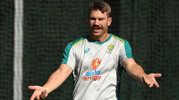 David Warner react during a training session.(Getty Images)