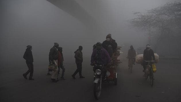 The national capital of Delhi, which recorded the season’s lowest temperature of 1.1°C on New Year, also saw very dense fog in Palam with zero visibility till 7am on Saturday after which it improved to approximately 150 metres.(ANI Photo) The national capital of Delhi, which recorded the season’s lowest temperature of 1.1°C on New Year, also saw very dense fog in Palam with zero visibility till 7am on Saturday after which it improved to approximately 150 metres.(ANI Photo)