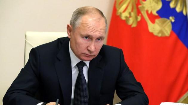 Russia's President Vladimir Putin chairs a joint meeting of the country's State Council and the Council for Strategic Development and National Projects via a video conference call at the Novo-Ogaryovo state residence outside Moscow, Russia.(via REUTERS) Russia's President Vladimir Putin chairs a joint meeting of the country's State Council and the Council for Strategic Development and National Projects via a video conference call at the Novo-Ogaryovo state residence outside Moscow, Russia.(via REUTERS)