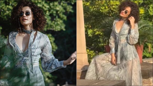 Taapsee Pannu’s steamy throwback in sheer grey maxi stuns her rumoured beau(Instagram/taapsee)