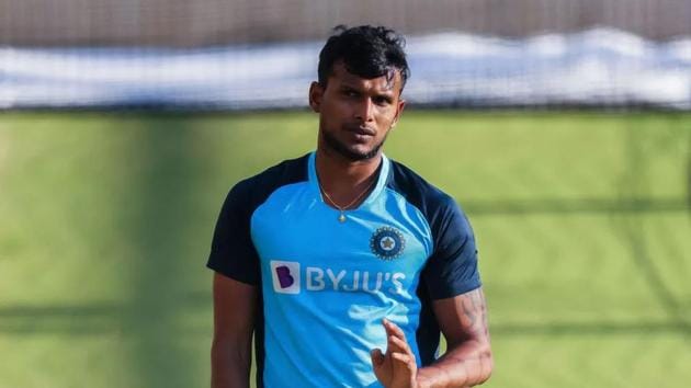 T Natarajan trains in the nets (BCCI) T Natarajan trains in the nets (BCCI)