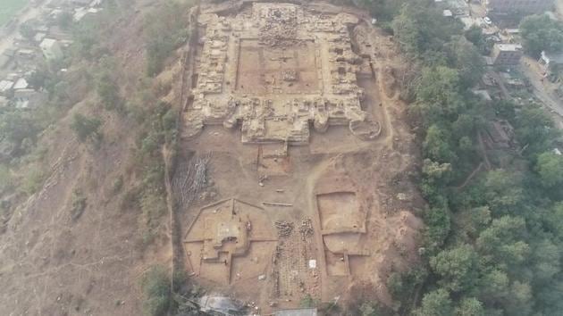 Excavated during a joint collaboration of the Bihar Heritage Development Society, a part of the department of art, culture and youth affairs and the Visva-Bharati University, Santiniketan, West Bengal, this finding is believed to be a great centre of Mahayana Buddhism. (HT Photo)