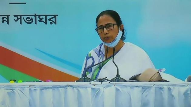 West Bengal chief minister Mamata Banerjee addressing a press conference on Monday.(ANI Photo)