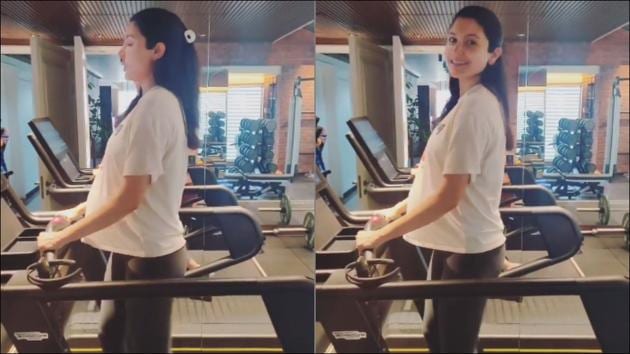 Anushka Sharma does cardio workout on treadmill in last stretch of pregnancy(Instagram/anushkasharma)