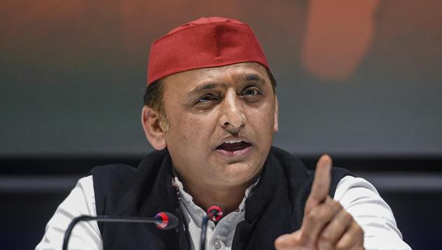 Samajwadi Party chief Akhilesh Yadav addresses a press conference at the party office in Lucknow on Saturday. (PTI PHOTO.) Samajwadi Party chief Akhilesh Yadav addresses a press conference at the party office in Lucknow on Saturday. (PTI PHOTO.)