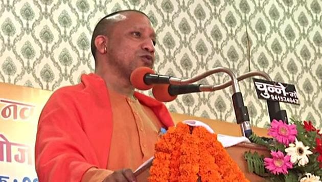 Uttar Pradesh CM Yogi Adityanath was speaking at a programme where he inaugurated and laid the foundation stone of projects worth more than Rs 580 crore in Gorakhpur on Sunday.(ANI PHOTO.)