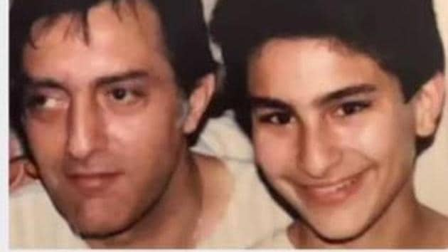 Young Saif Ali Khan poses with his father, Mansoor Ali Khan Pataudi.