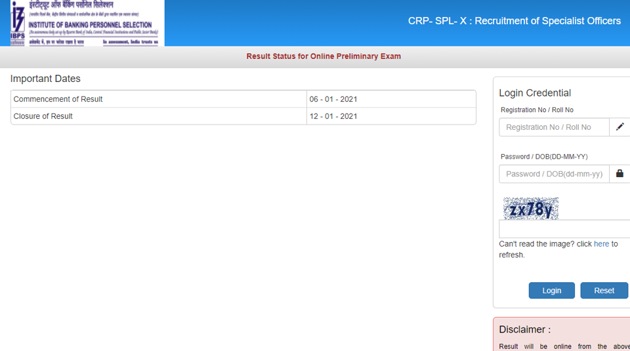 IBPS SO prelims results 2020.(Screengrab) IBPS SO prelims results 2020.(Screengrab)