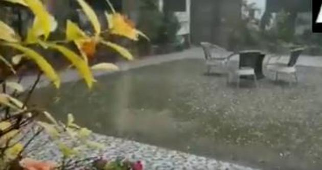 Hailstorm in south Delhi. (ANI Photo) Hailstorm in south Delhi. (ANI Photo)