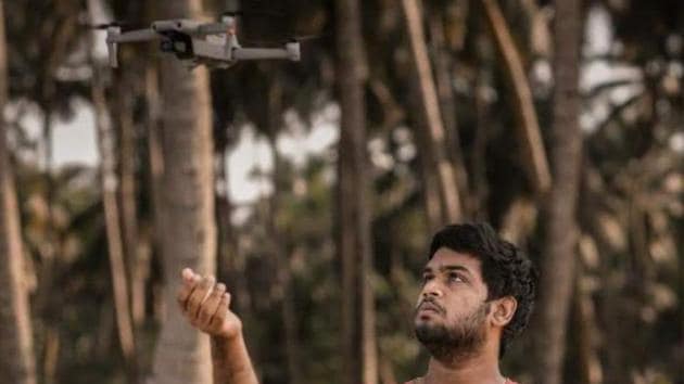 Devang Subil with his drone. (HT Photo) Devang Subil with his drone. (HT Photo)