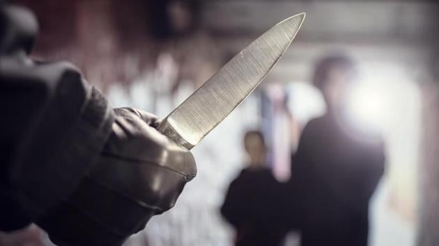 Criminal with knife weapon threatening woman and child in underpass crime(Getty Images/iStockphoto) Criminal with knife weapon threatening woman and child in underpass crime(Getty Images/iStockphoto)