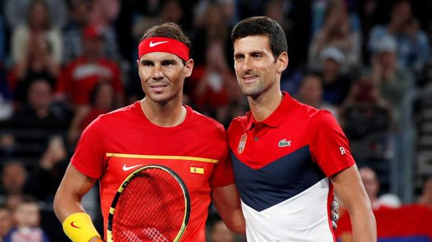 Spain's Rafael Nadal and Serbia's Novak Djokovic pose(REUTERS)