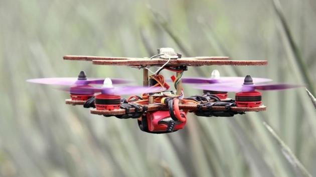 A drone, partially made with pineapple stems, flies in Jenjarom, Malaysia.(REUTERS)