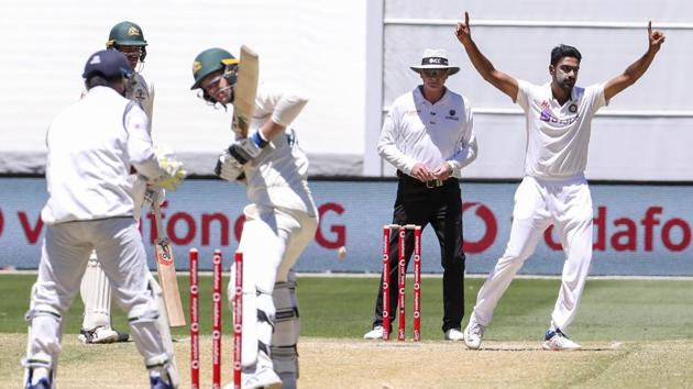 Melbourne:India's Ravichandran Ashwin, right, celebrates after bowling Australia's Josh Hazlewood. File(AP)