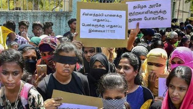 Pollachi sexual assault case had led to a huge public uproar and protests against the law and order situation in Tamil Nadu.(PTI Photo Representational) Pollachi sexual assault case had led to a huge public uproar and protests against the law and order situation in Tamil Nadu.(PTI Photo Representational)