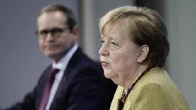 A day after Merkel tightened and extended lockdown measures, she gathered top cabinet ministers in an effort to quell tensions within her government over claims the rollout has been too slow. (AP) A day after Merkel tightened and extended lockdown measures, she gathered top cabinet ministers in an effort to quell tensions within her government over claims the rollout has been too slow. (AP)