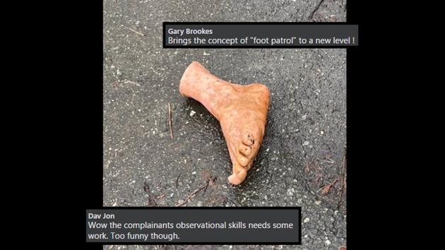 The image shows the ‘severed foot’. (Facebook/@Delta Police Department) The image shows the ‘severed foot’. (Facebook/@Delta Police Department)