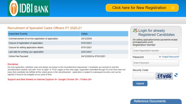 IDBI SO Recruitment 2020.(Screengrab) IDBI SO Recruitment 2020.(Screengrab)