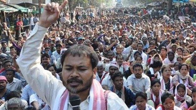 Akhil Gogoi was arrested at Jorhat on December 12, 2019 for his role in the protests against CAA, which seeks to fast forward citizenship to Hindus, Sikhs, Christians, Parsis, Buddhists and Jains from Bangladesh, Pakistan and Afghanistan. (Photo @kmss_assam)