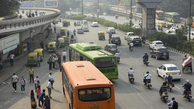 The new low-floor CNG buses would be equipped with facilities such as real-time passenger information system, CCTV cameras, panic buttons, GPS and other features besides being differently abled friendly.(Biplov Bhuyan/HT PHOTO) The new low-floor CNG buses would be equipped with facilities such as real-time passenger information system, CCTV cameras, panic buttons, GPS and other features besides being differently abled friendly.(Biplov Bhuyan/HT PHOTO)