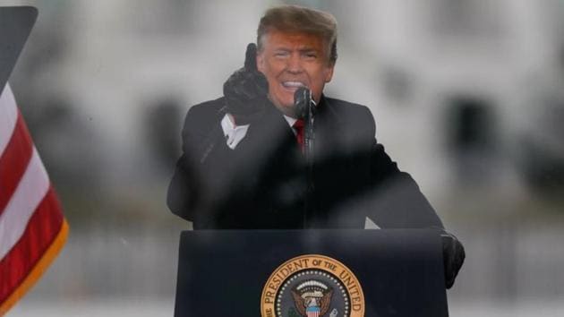 US President Donald Trump gestures as he speaks during a rally to contest the certification of the 2020 US presidential election results by the US Congress, in Washington, on January 6.(Reuters)