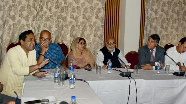 A round-table conference being held to discuss implementation of Goods and Services Tax in Jammu and Kashmir, in Srinagar on Thursday.