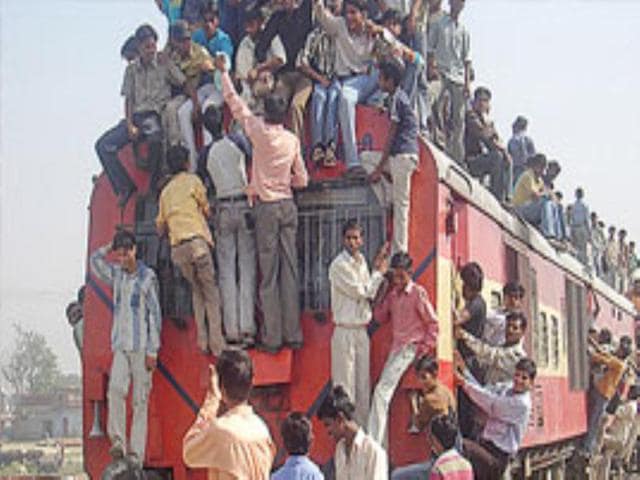 Gujjar mobs stopping trains at the Loni railway station.