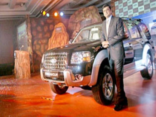 Ford India MD Arvind Mathew with the new action sports utility vehicle, New Endeavour, at its launch.
