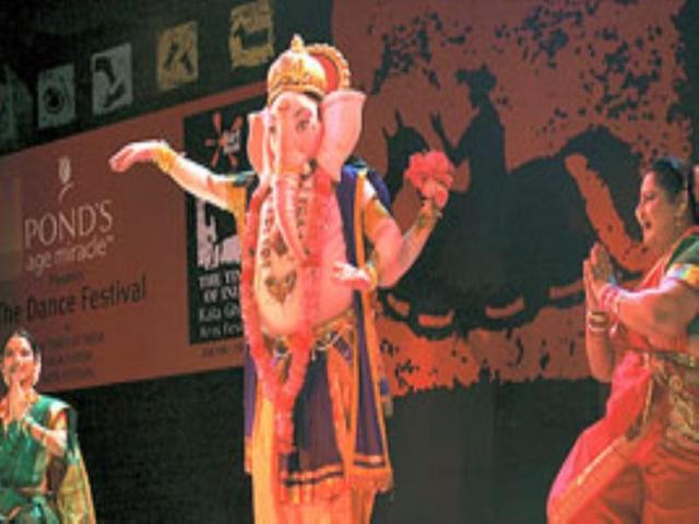 Folk artists from Maharashtra perform the Gan, a prayer to lord Ganesh, on the opening day of the Kalaghoda Arts festival.