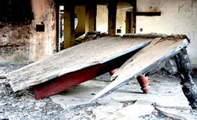 A billiards table inside the Saifuddin Club House that got scuffed after a fidayeen attack.