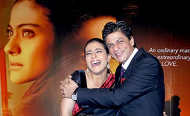 Bollywood actors Shah Rukh Khan and Kajol during a news conference for their upcoming movie My Name is Khan in Mumbai.